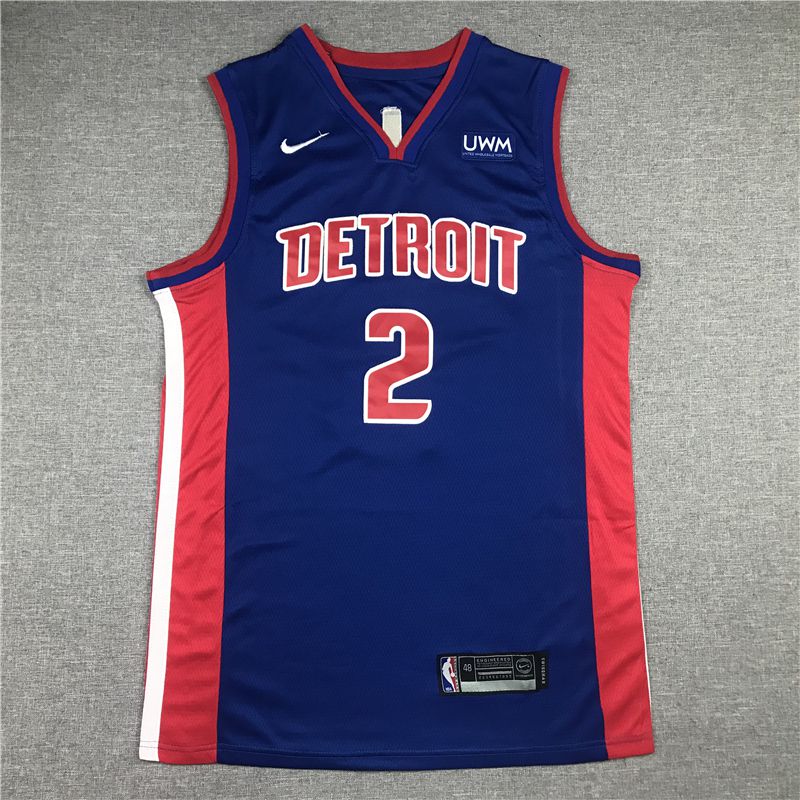 Men Detroit Pistons #2 Cunningham Blue Game Nike 2021 NBA Jerseys
